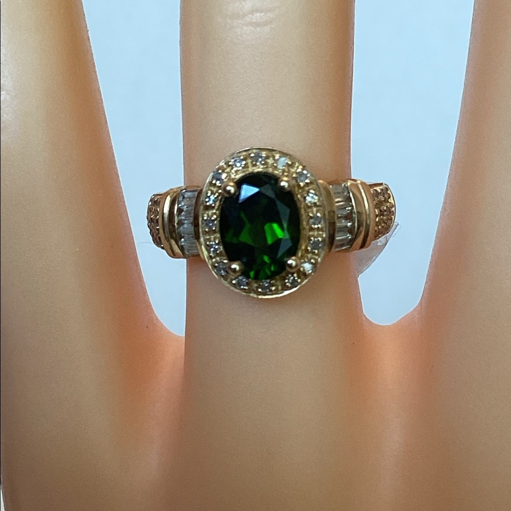 14k, CROME DIOPSIDE & DIAMOND RING